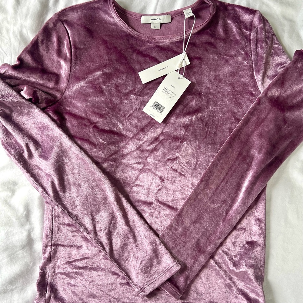 Vince Pink/purple velvet top.  Size XS.  New with tags.